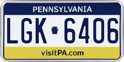 PA license plate LGK6406