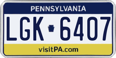 PA license plate LGK6407