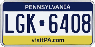 PA license plate LGK6408