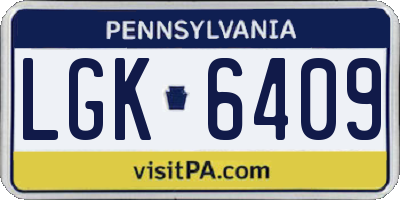 PA license plate LGK6409
