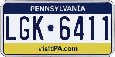 PA license plate LGK6411