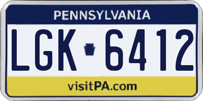 PA license plate LGK6412