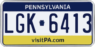 PA license plate LGK6413
