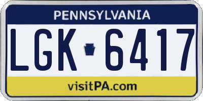 PA license plate LGK6417