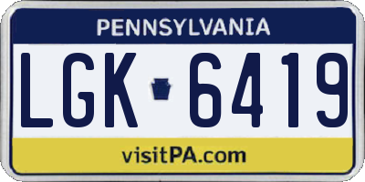 PA license plate LGK6419
