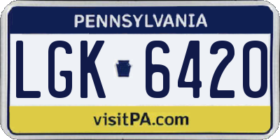 PA license plate LGK6420