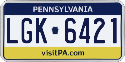 PA license plate LGK6421