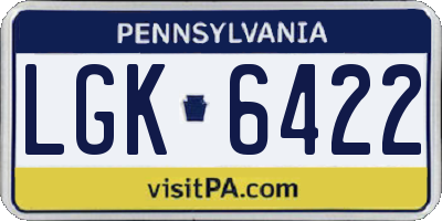 PA license plate LGK6422