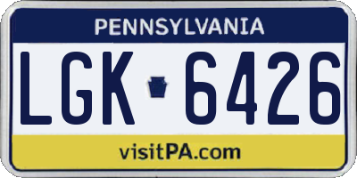 PA license plate LGK6426