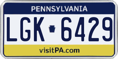 PA license plate LGK6429