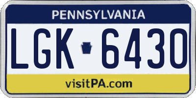 PA license plate LGK6430