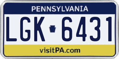 PA license plate LGK6431