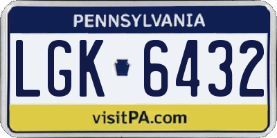 PA license plate LGK6432