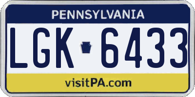 PA license plate LGK6433