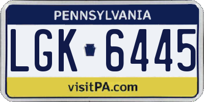 PA license plate LGK6445