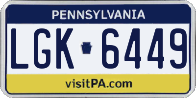 PA license plate LGK6449