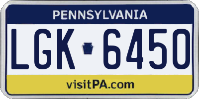 PA license plate LGK6450
