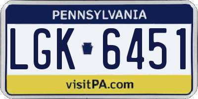 PA license plate LGK6451