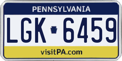 PA license plate LGK6459