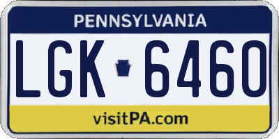 PA license plate LGK6460