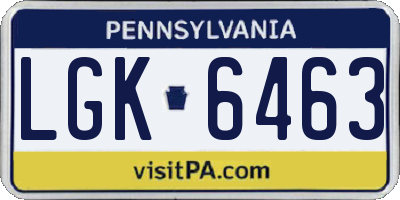 PA license plate LGK6463