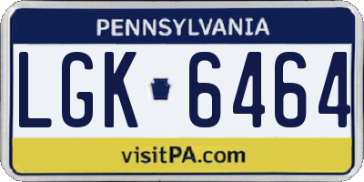 PA license plate LGK6464