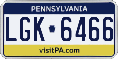 PA license plate LGK6466