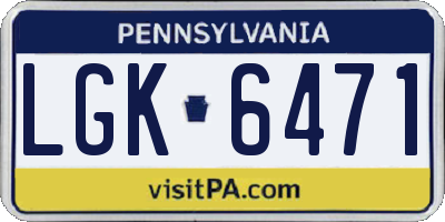 PA license plate LGK6471
