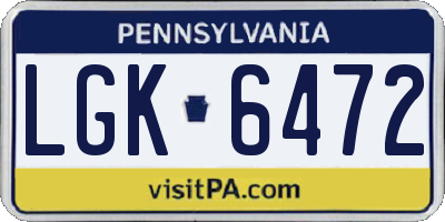 PA license plate LGK6472