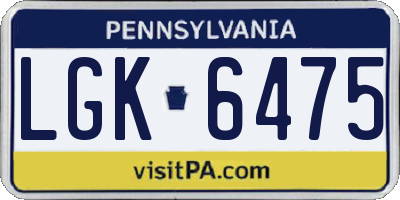 PA license plate LGK6475