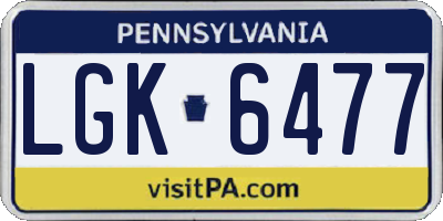 PA license plate LGK6477