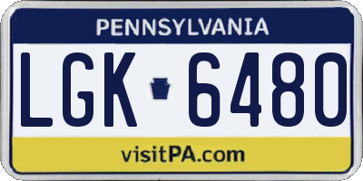 PA license plate LGK6480