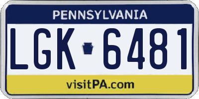 PA license plate LGK6481