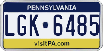 PA license plate LGK6485