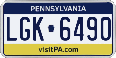PA license plate LGK6490