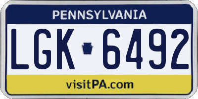 PA license plate LGK6492