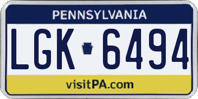 PA license plate LGK6494