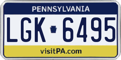 PA license plate LGK6495