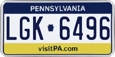 PA license plate LGK6496