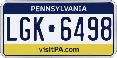 PA license plate LGK6498
