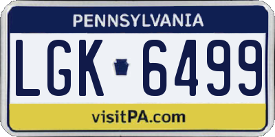PA license plate LGK6499