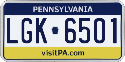 PA license plate LGK6501