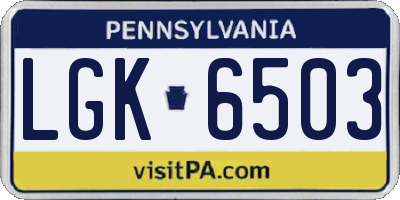PA license plate LGK6503