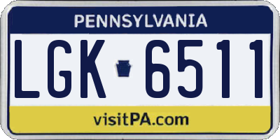 PA license plate LGK6511