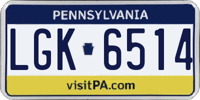 PA license plate LGK6514