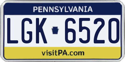 PA license plate LGK6520