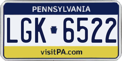 PA license plate LGK6522