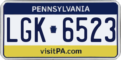 PA license plate LGK6523