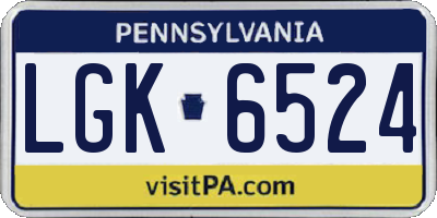PA license plate LGK6524