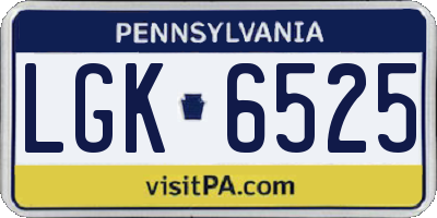 PA license plate LGK6525